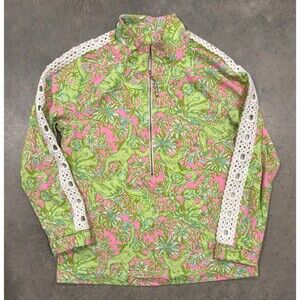 Lilly Pulitzer Sweatshirt Women M UPF 50+ Skipper Popover Chimply Chic Monkey